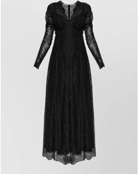 Dolce & Gabbana - Chantilly Lace V-Neck Long-Sleeve Maxi Dress - Lyst