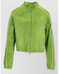 LA ROSE - Suede Bomber Jacket Elasticated Hem High Collar - Lyst