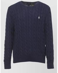 Ralph Lauren - Braided Knit Crew Neck Cotton Sweater - Lyst