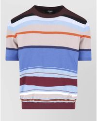 Fendi - Embroidered Cotton Crewneck T-Shirt - Lyst
