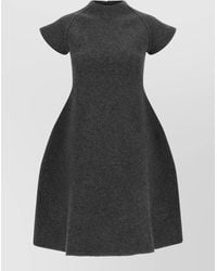 Jil Sander - Virgin Wool Mock Neck Short Sleeve A-Line Knee-Length Dress - Lyst