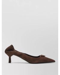Prada - Bow Detail Kitten Heel Pointed Toe Pumps - Lyst