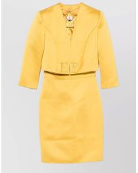 Elisabetta Franchi - Embroidered V-Neck Knee-Length Dress - Lyst