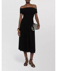Norma Kamali - Off Shoulder Midi Dress Pleated Skirt Draped - Lyst