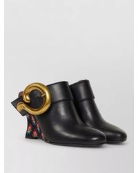Etro - Leather Wedge Mules Clog Buckle Detail - Lyst