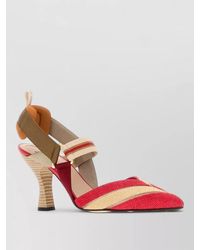 Fendi - Raffia Colibrì Slingback Pumps Striped Contrast - Lyst