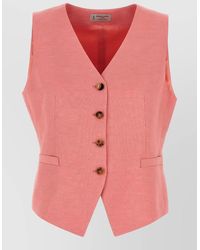 Alberto Biani - Linen Viscose Vest V Neck Sleeveless - Lyst