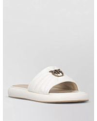Pinko - Leather Logo-Embellished Flat Slides - Lyst