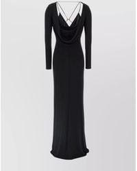 Elisabetta Franchi - 'Glamour Draped Neckline Long Sleeve Dress' - Lyst