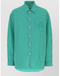 Sporty & Rich - Embroidered Poplin Shirt Chest Pocket Stripes - Lyst