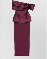 Solace London - Lucine Satin Maxi Dress Off Shoulder - Lyst