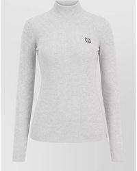 Maison Kitsuné - Fox Patch Ribbed Jersey Long Sleeve Top - Lyst
