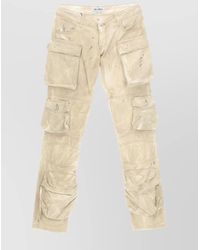 The Attico - Denim Marbled Low-Rise Slim-Leg Cargo Trousers - Lyst