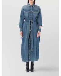 Golden Goose - Denim Belted Long-Sleeve Shirt Dress - Lyst