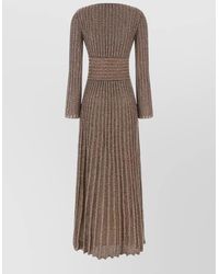 Missoni - Metallic Fine-Knit Pleated V-Neck Long-Sleeve Maxi Dress - Lyst
