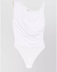 Elisabetta Franchi - Draped One-Shoulder Sleeveless Bodysuit - Lyst