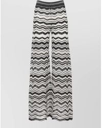 D.exterior - Wide Leg Pants Sheer Lurex Chevron Pattern - Lyst