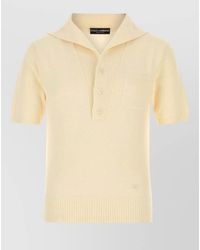 Dolce & Gabbana - Cotton Blend Polo Shirt Ribbed Hem Cuffs - Lyst