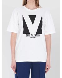 Valentino Garavani - Crewneck Graphic Print Ribbed Short-Sleeve Cotton Jersey - Lyst