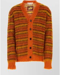 Marni - Striped Mohair V-Neck Cardigan - Lyst