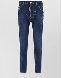 DSquared² - Straight Style Denim Trousers With Contrast Stitching - Lyst