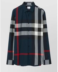 Burberry - Curved Hem Checkered Shirt With Spread Collar - Lyst