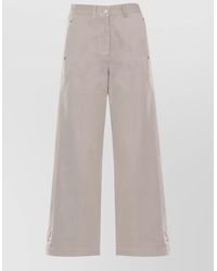 Panicale - Wide Leg Pants Ankle Button Detail - Lyst