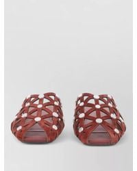 Ash - Open Toe Flat Sole Studded Cut Out Sandals - Lyst