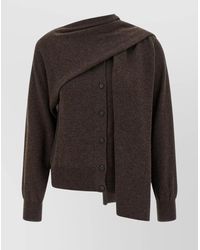 Ferragamo - Draped Detail Knitwear Cardigan With Ribbed Cuffs - Lyst