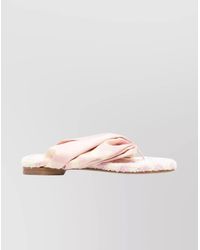 Burberry - Leather Check Thong Sandals - Lyst