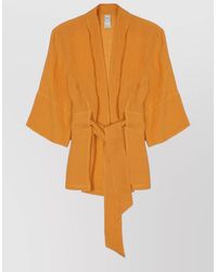 120% Lino - Linen Kimono Jacket Textured Fabric Sleeves - Lyst