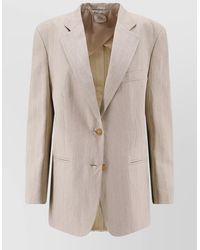 Alysi - Viscose Linen Single Breasted Long Sleeve Blazer - Lyst