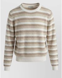 Brunello Cucinelli - Striped Crew Neck Sweater Long Sleeves - Lyst