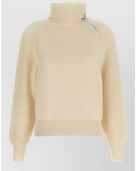 Agnona - Cashmere Ribbed High-Neck Zip Sweater - Lyst