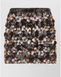 P.A.R.O.S.H. - High Waist Skirt Floral Appliqué Sequins - Lyst