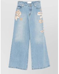 ERMANNO FIRENZE - Embroidered Wide-Leg Denim Jeans - Lyst