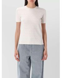 Fendi - Knitted Ff Logo Short-Sleeve T-Shirt - Lyst