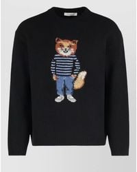 Maison Kitsuné - Wool Crew Neck Long Sleeve Sweater - Lyst