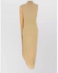 Jean Paul Gaultier - Stretch Viscose Dress Draped High Neckline Midi - Lyst