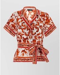 Dolce & Gabbana - Silk Floral Print Short Sleeve Shirt - Lyst