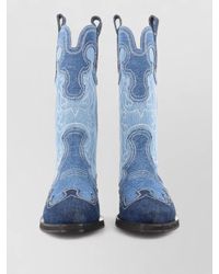 Ganni - Western Boots Contrast Stitching Embroidered Mid Calf - Lyst