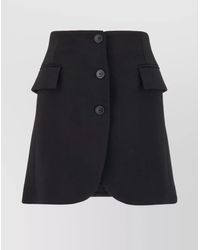 Lanvin - High Waist Wool Blend Mini Skirt - Lyst