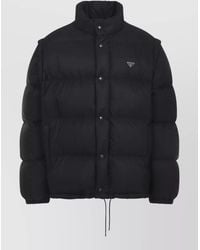 Prada - Padded Jacket High Collar Elasticated Cuffs - Lyst