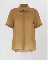 Max Mara - Silk Shirt With Pointed Collar And Rounded Hemline - Lyst