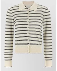 A.P.C. - Cotton Striped Collar Cardigan - Lyst