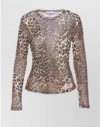 Ganni - Leopard-Print Long-Sleeve Top - Lyst