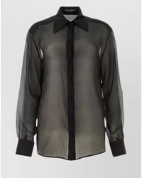 Dolce & Gabbana - Silk Semi-Sheer Long-Sleeve Shirt - Lyst