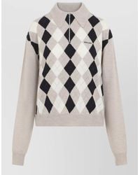 Miu Miu - Cashmere Argyle Knit Polo Jumper - Lyst