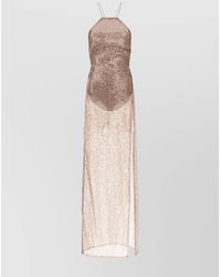 ANDAMANE - Sequin Embellished Sleeveless Halterneck Maxi Dress - Lyst
