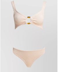 Hunza G - High-Cut Leg Ring Detail Scoop Back Textured Fabric - Lyst